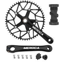 Folding Bike Crankset Aluminum Alloy Crankset with Hollow Unitary Design Matte Black Crank Arms for Cyclists, Commuters, City Riding