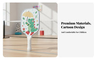 Fiberglass Surface Children's Pickleball Paddle Fun Design Kids Cartoon Pickleball Racket Long-Lasting for Girls, Parents, Backyard, Indoor