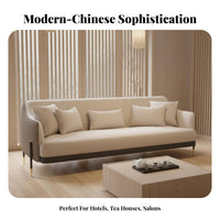 Light Luxury Design Curved Sectional Sofa High-Resilience Foam Filling Commercial Furniture sturdy Frame Lounge Seating Soft Fabric Upholstery for Interior Designers, Homeowners, Adults, Reception Area