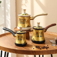 3 Pieces Multi-Purpose Turkish Coffee Pot Easy to Clean Stainless Steel Butter Warmer Even Heat Conduction Milk Frothing Pitcher Set Induction Compatible for Baristas, Cafe, Restaurant