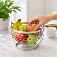 Wire Basket Fruit Basket for Dining Table, 27x25x19.5cm, Modern Fruit Storage Basket with Handle, European Design