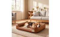 Dog Bed with Bolster Cushion Padded Pet Bed with Bolster Cozy Furniture for Dogs