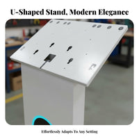 Heavy-Duty Construction Illuminated Interactivescreen Podium VESA Compatible Kiosk Base Futuristic Design Monitor Pedestal LED Accent Lighting for Retail Managers, Event Organizers, IT Professionals, Factories, Exhibition Halls, Shopping Malls