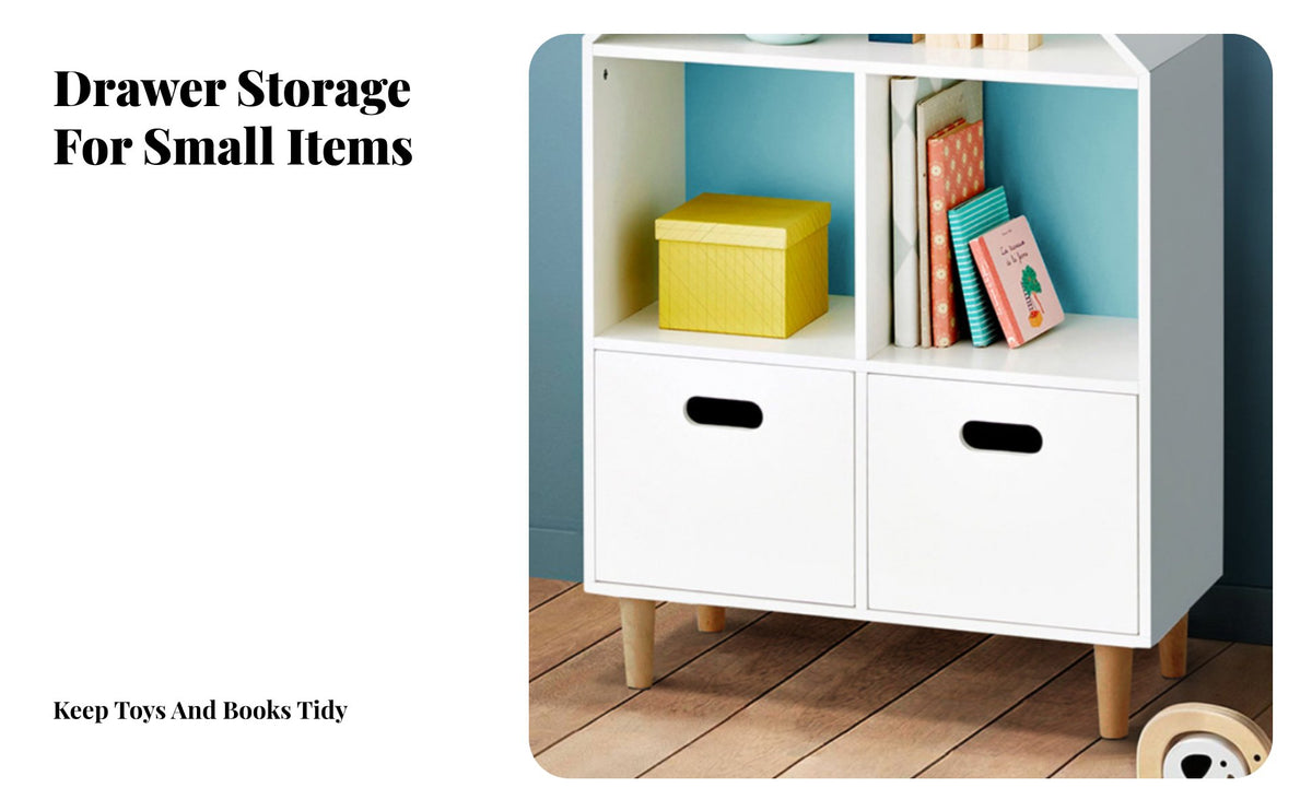 childs' hanging book display multi-functional with storage compartments Includes Drawers children's Room Furniture Multi-Functional Design Book Organizer for young children, Playroom, Kindergarten