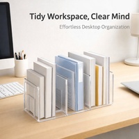 Desk Storage Organizer for Students, 4 Tier Clear Acrylic Desktop File Holder, Thickened Vertical Document Filing Rack for Workspace