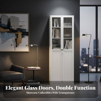 Minimalist Design Multi-Compartment Shelving Unit Tempered Glass Doors Modular Display Unit Large Capacity Bookcase Sturdy Construction for Collectors, Book Lovers, Office Workers, Living Room, Bedroom, Library, Playroom