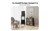 Wheeled Foldable Shelving Unit Assembly Foldable Storage Rack With Wheels Multi-Tier Rolling Shelf for Kitchen, Office, Washroom