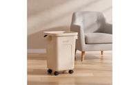 Slim Trash Bin with Wheels Mobile Kitchen Waste Bin Rectangular Wastebasket Space-Saving for Office