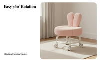 360° Rotating Casters Bunny Ear Caster Stool Soft Cushion Low Chair Padded Seat Mobile Seating Stable Frame for Children, Manicurists, Salon, Floor Cleaning, Living Room, Bedroom