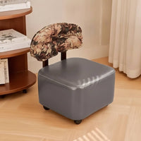 Rolling Stool with Backrest Mobile Low Stool with Wheels Ergonomic Swivel Chair for Bedroom
