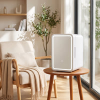 Compact Mini Fridge Portable Mini Fridge with A and C/DC Power Adapter Power Energy-Saving Cooler Versatile for Travelers, Students, Commuters