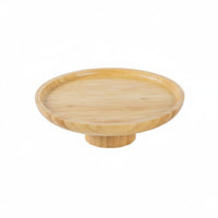 High Footed Serving Plate Wood Grain Wooden Pedestal Tray Versatile Pedestal Dessert Plate for Living Room, Dining Table, Party