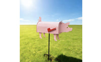 Whimsical Pig Mailbox Outdoor Mailbox with Stake Decorative Metal Yard Art Charming for Gardeners