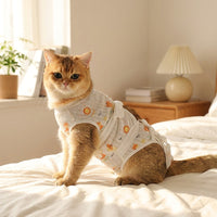 Cat Recovery Suit with Elizabethan Post Surgery Cat Clothes, Snap Button Cat Spay Surgery Suit and Neuter Surgery Suit, Anti-Lick