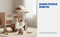 2-in-1 Pushchair & Ride-On Walker, Multifunctional, Music Steering Wheel, For Children, Home Playground