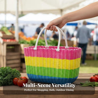 Pfinalic Woven Tote adaptable Handled Tote container Sturdy for Bathroom, Homemakers