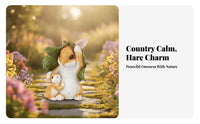 Tan and White Garden Bunny Sculpture Gift Idea Decor Piece Resin Bunny Statue Garden Rabbit Ornament