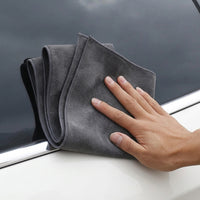 Double-Sided Coral Fleece Car Drying Towel with Suede Towel Finish, High Absorbency Cloth for Car Washing, Bound Edges Dark Gray 1 Pack