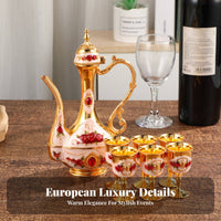 8 Pieces Vintage Metal Drinks Set Decorative European Design Vintage Drink Set Home Decoration for Wedding, Party