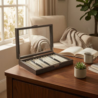 Wood Pen Box with Glass Lid Wooden Display Case Pen Display Box Organized for Office