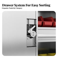 High Load Capacity Heavy Duty Tool Cabinet Rust Resistant Steel Storage Cabinet Adjustable Shelves Double Door Tool Chest Easy to Clean for Workshop Professionals, Machinists, DIY Enthusiasts, Warehouse, Factory, Basement, Utility Room