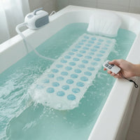 Relaxing Electric Bubble Massage Mat Padded Bathtub Massage Mat with Pillow Full-Body Adjustable for Adults