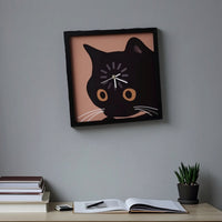 Cat Wall Clock Modern Clock with Cat Face Non-Ticking for Nursery, Bedroom