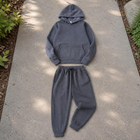 Men's Solid Color Hooded Sweatshirt & Pants Set Casual Sportswear