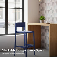 Space-Saving Stackable High Stool Minimalist Design Counter Chair With Footrest Kitchen Seating Easy to Clean for Homeowners, Business Owners, Adults, Cafe, Hotel, Restaurant, Dining Room