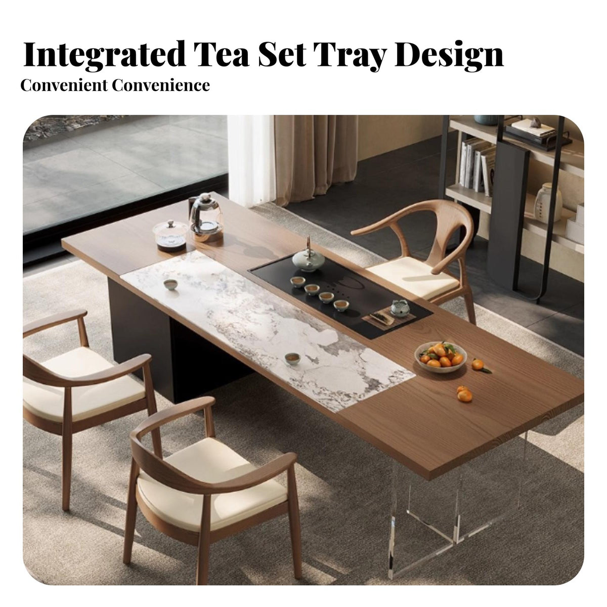Unified Tea Ceremony Table Minimalist Tranquility Design Household Furniture Sintered Stsingle Inlay Ceremonial Table for Homeowners, Hosts