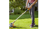 Electric Vegetation Trimmer with Wheels Battery Powered Grass Trimmer with Wheels Handheld Cordless Vegetation Wacker Ergonomic for Homeowners, Gardeners, Garden