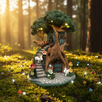 Fairy Tree House Outdoor Decoration Treehouse Figurine Hand Painted for Yard