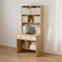 Space Saving Writing Desk with Bookshelf and Drawers Multi-Functional Compact Student Workstation Stable Structure Office Furniture Scratch Resistant for Students