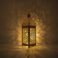 Tabletop Lantern with LED Light Warm Glow Metal Lantern Vintage Decor Decorative for Festive Displays