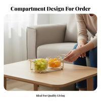 Fruit and Nut Serving Platter Compartmentalized Divided Serving Dish Set Elegant Design Snack Bowl Set with Gold Stand for Hosts, Parties, Holidays