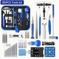 185-Piece Watch Repair Kit with Battery Replacement Tools and Adjuster