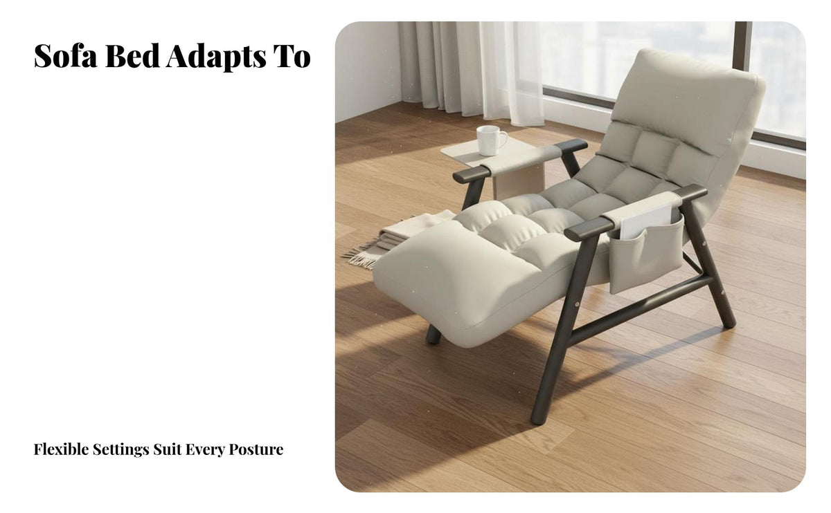 Lays Flat Foldable Lounge Chair Thick Padded Cushion Adjustable Recliner Chair Removable and Washable Cover Adjustable Chaise Lounge Sturdy Steel Frame for Remove Ice Workers, Homeowners, Students, Bedroom, Balcony, Living Room