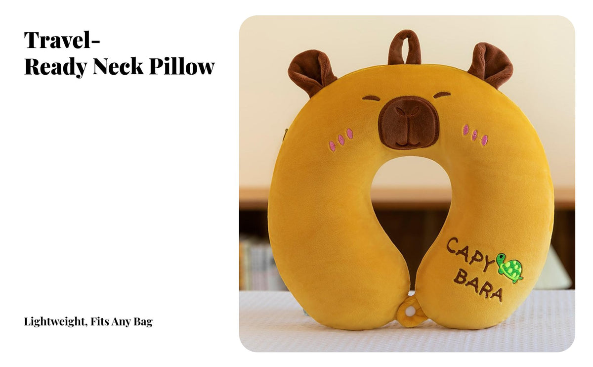 Cartoon Curved Design D Neck Gentle Support & Comfortable Curved Design D Travel Pillow Ergonomic Design Memory Foam Neck Support for Adults, Kids