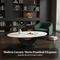 2 Pieces Modern Design Crescent Base Coffee Table Set Minimalist Design Living Room Furniture Easy to Clean Scratch-Resistant for Homeowners, Apartment Dwellers, Families, Home, Lounge Area, Bedroom, Office