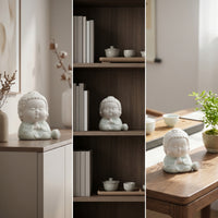 Compact Buddha Figurine with Incense Holder Small Buddha Figurine Zen Ceramic Incense Burner Cute for Buddhists