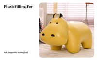 Multi-Functional Cartoon Hippo Ottoman Soft Padded Seat creature Stool Sturdy Build Footrest Non-Slip Feet for Children, Families, Parents, Entryway, Living Room, Bedroom, Office