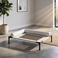 Breathable Elevated Dog Bed Cooling Raised Dog Bed Sturdy Pet Cot with Side Cushion Heavy-Duty for Indoor