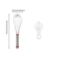 Egg Whisk Stainless Steel Manual Whisk with Egg Separator Kitchen Tool Food-Grade Utensil Flexible for Bakers, Baking