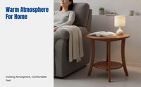 Round Side Table, Solid Wood, Western Style, Minimalist Coffee Table, Living Room, Balcony, Sofa End Table