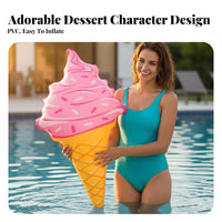 Ice Cream Water Lounger PVC Material Giant Inflatable Ice Cream Cone Cute Shape Inflatable Swim Toy for Kids, Family, Beach, Birthday Parties, Lake