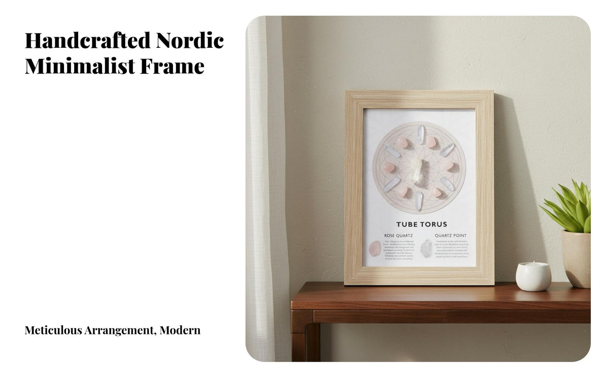 Natural Crystals Crystal Mandala Photo Frame Sacred Geometry Wall Decor for Mindfulness Practitioners, Spa