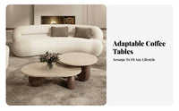 2 Pieces Wabi-Sabi design Nesting Coffee Tables Space-Saving Round Nesting Tables Mixed Material Table Set sturdy Construction for Apartment Dwellers, Design lovers, Homeowners, Living Room, Small Spaces, Lounge Area, Bedroom