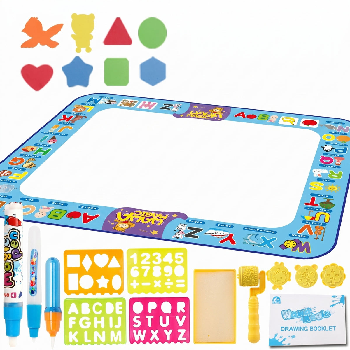 Easy to Clean with Pens and Stencils Kids Art Toy Water Doodle Mat Reusable Safe Materials Learning Drawing Mat for Children