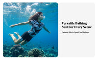 Short Sleeve Wave Suit Sun Protection Zip Front Wave Ing Aquatic Suit Fastener Front Aquatic Top and Shorts Block Material