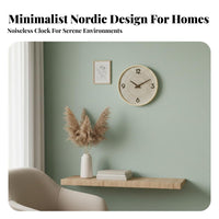 Solid Wood Frame Nordic Design Wall Clock Silent Movement Woven Face Wall Clock Battery Operated for Homeowners, Living Room, Bedroom